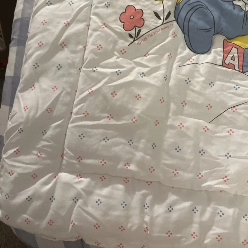 Vtg Dundee '84 Disney Baby Mickey Minnie ABC Balloons Crib Comforter Blanket
